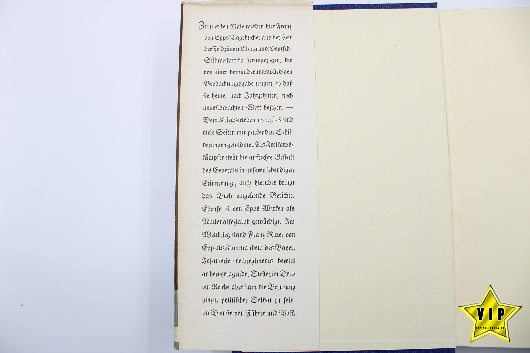 Franz Ritter von Epp 1939 mit Schutzumschlag