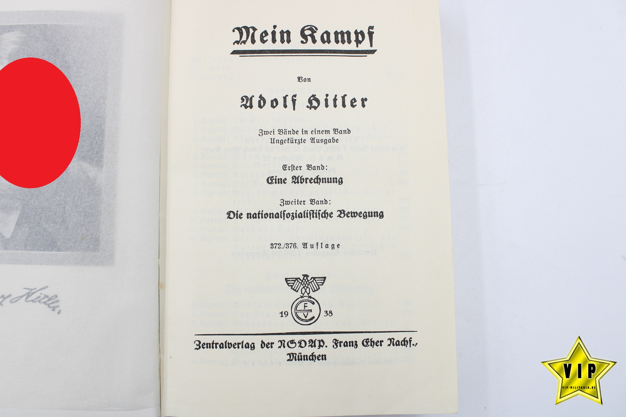Mein Kampf 1938 Hochzeitsausgabe aus Daaden mit Widmung und Goldschnitt