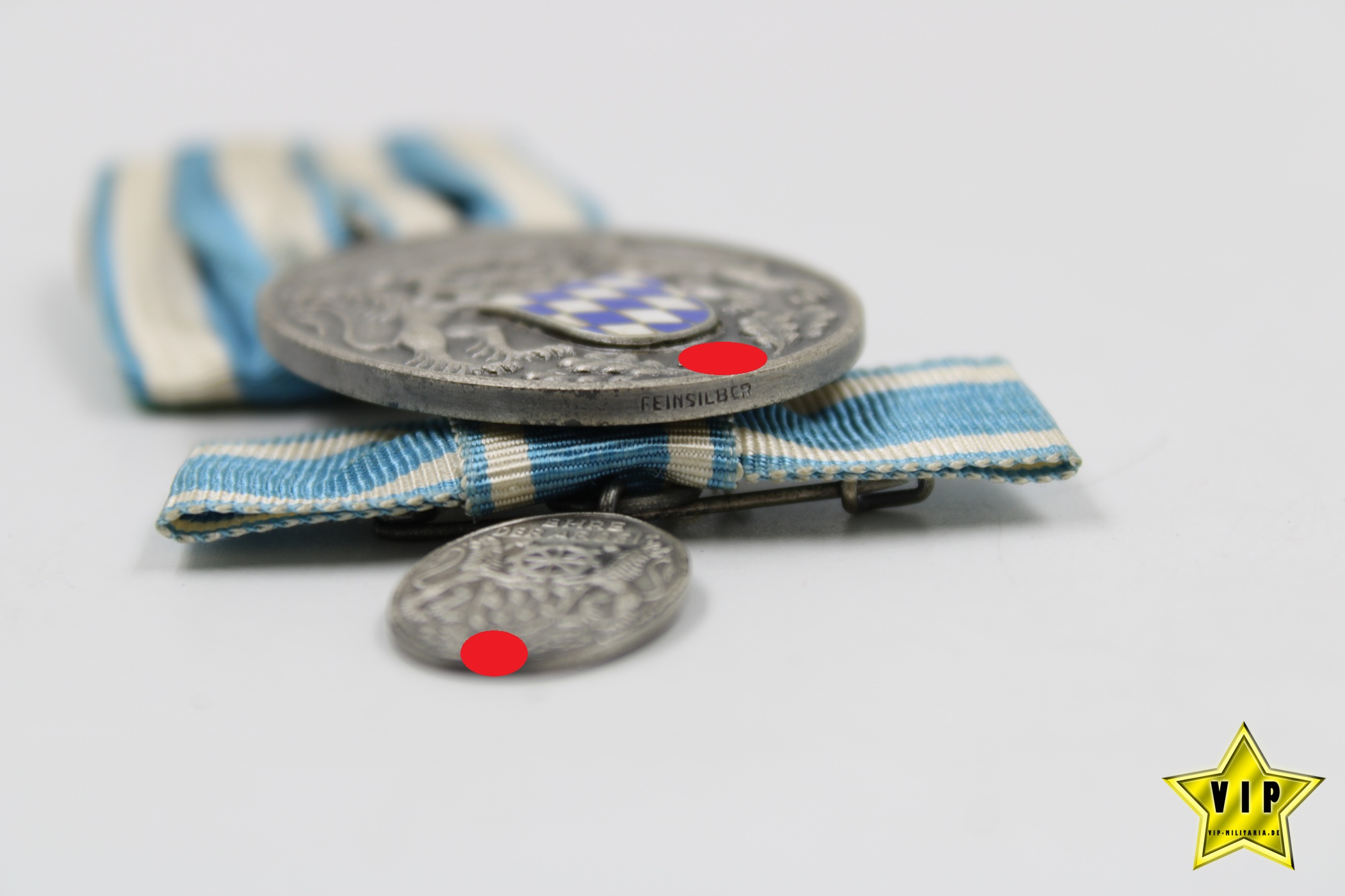 Treudienstabzeichen der Bayerischen Industrie im Etui mit Miniatur in Silber