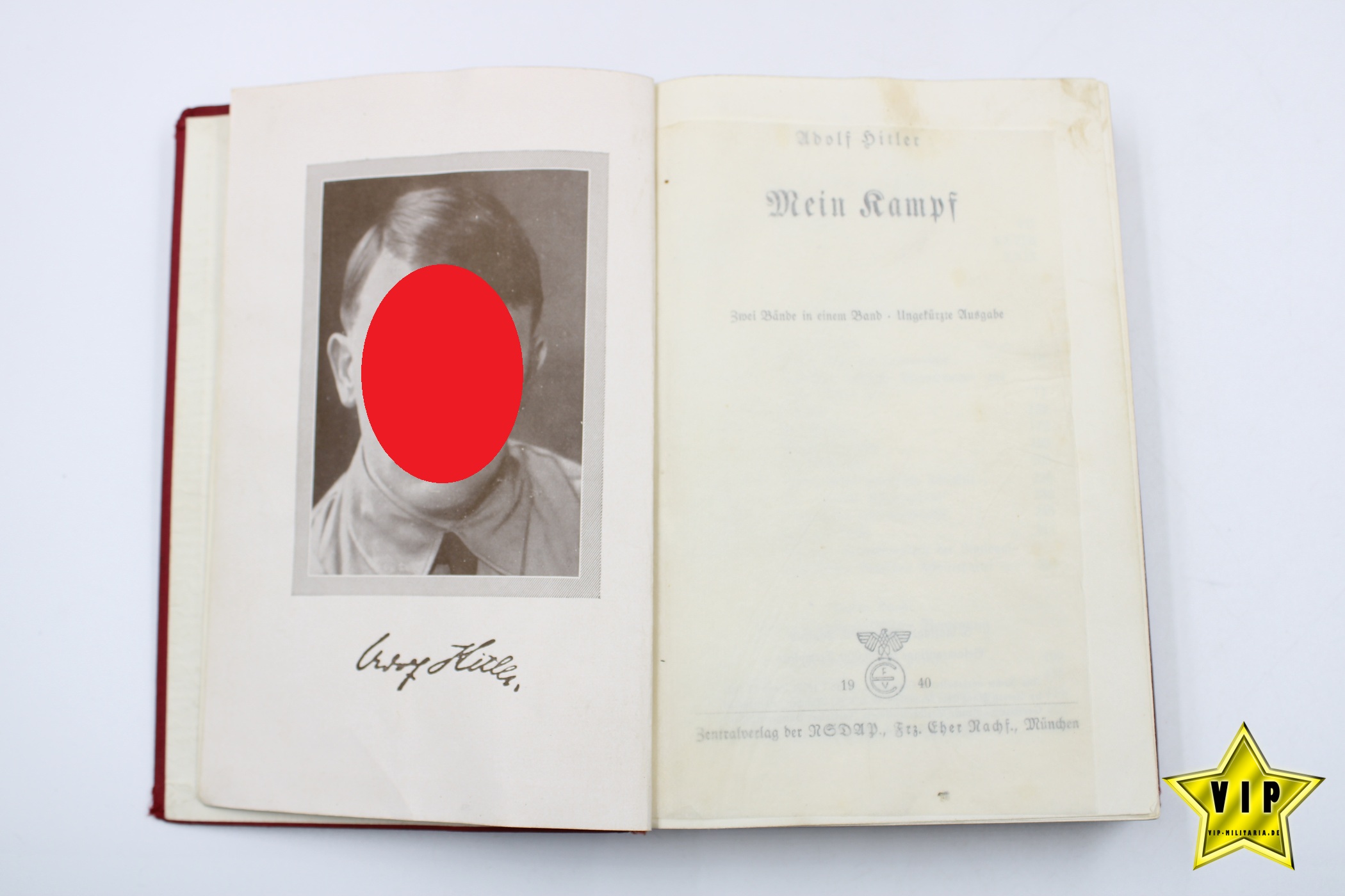 Mein Kampf 1940 rote Tornister Ausgabe Taschenbuch mit Widmung