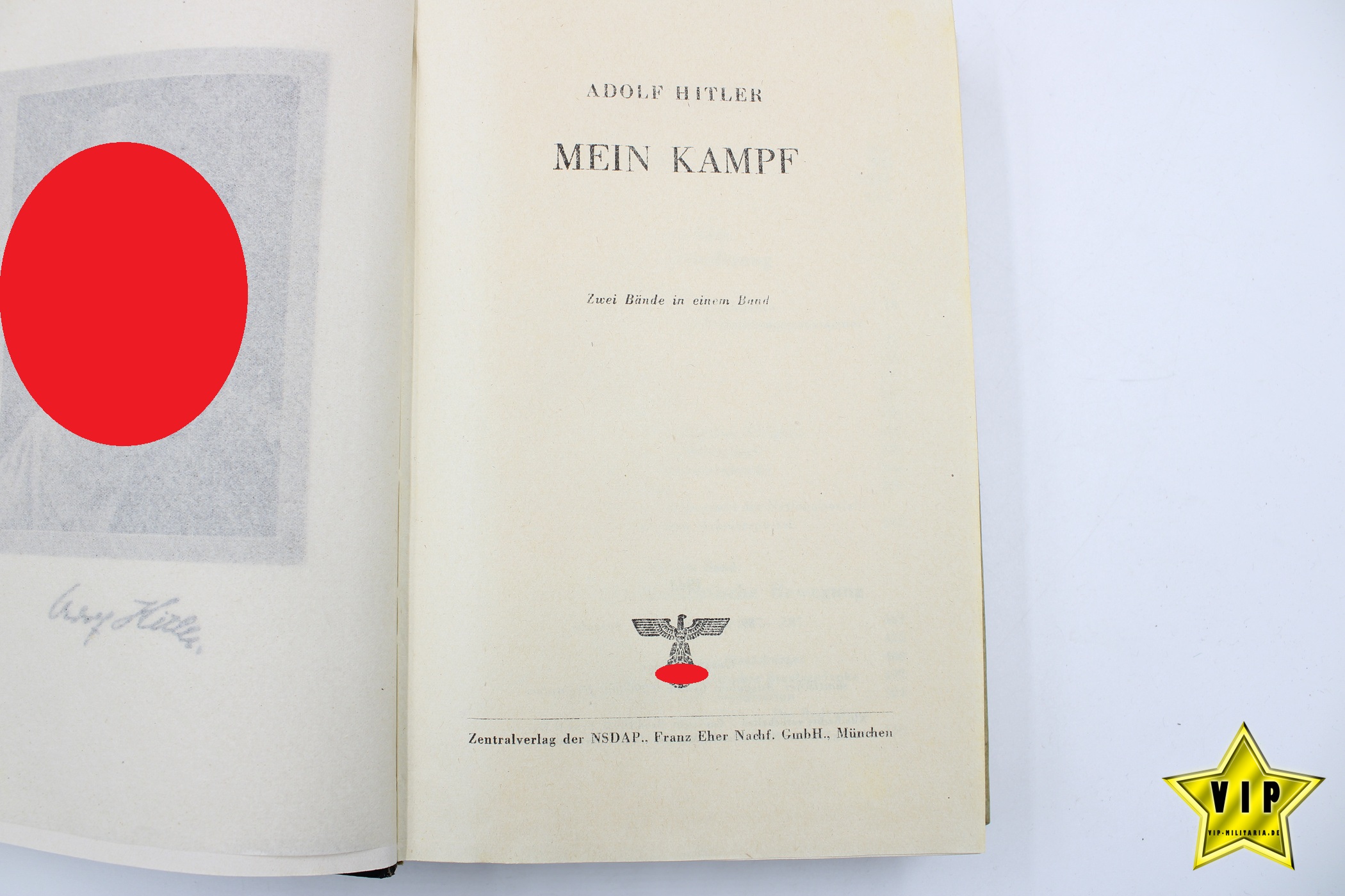 Mein Kampf 1943 mit blanko Widmungsseite in Lateinschrift