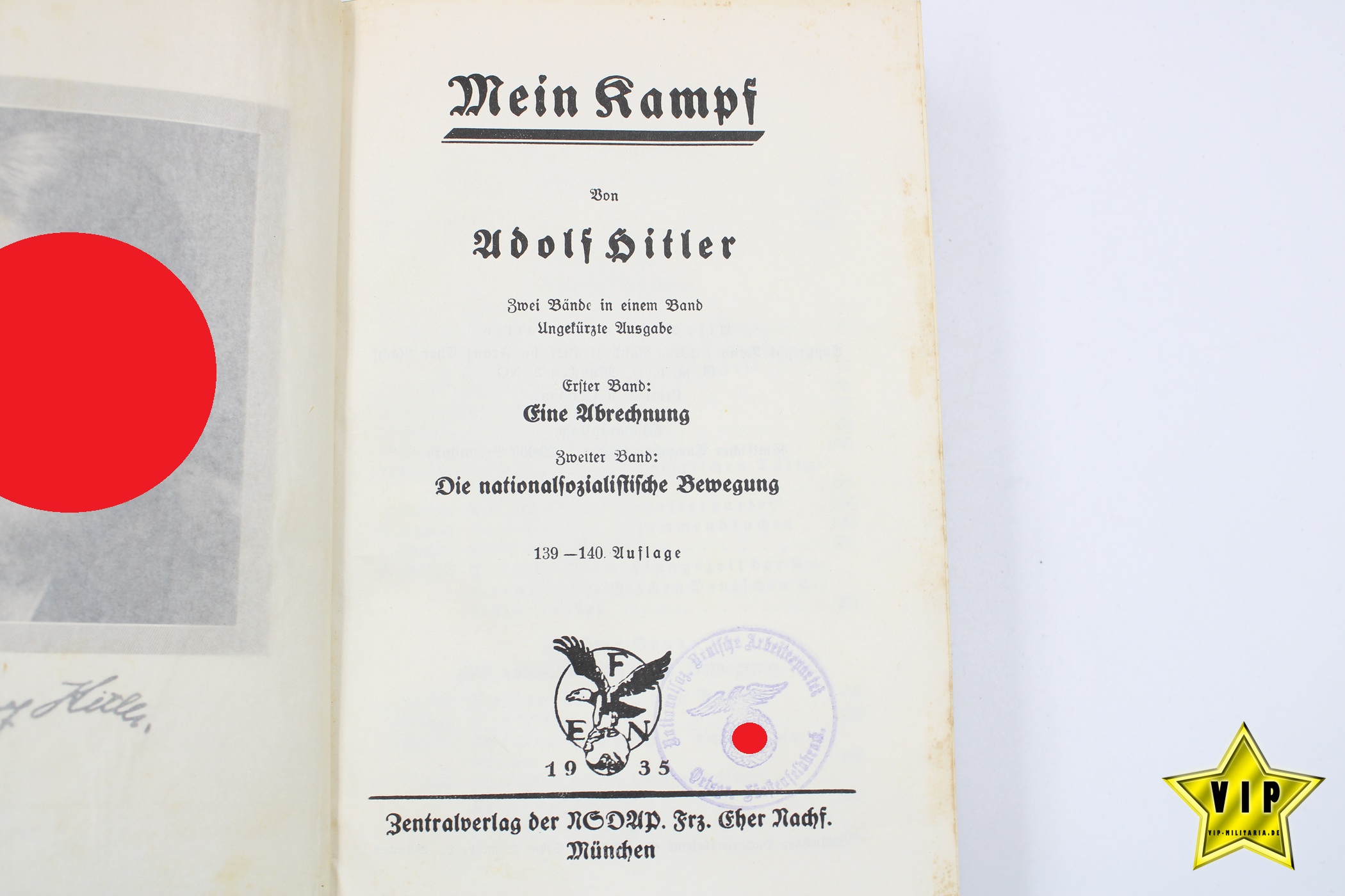 Mein Kampf 1935 mit Ortsgruppenstempel Fürstenfeldbruck