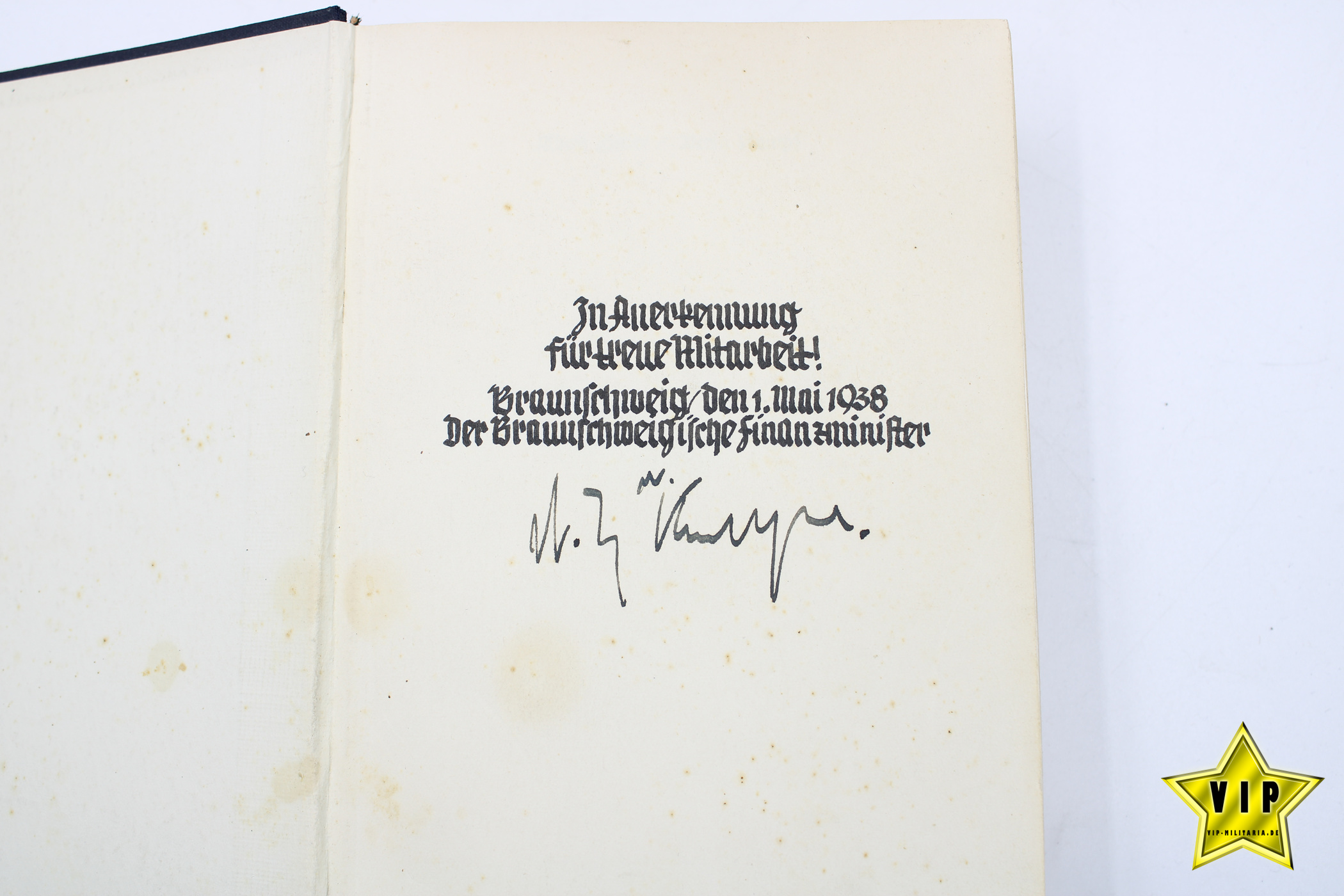 Mein Kampf Volksausgabe 1937 mit Schutzumschlag und Widmung