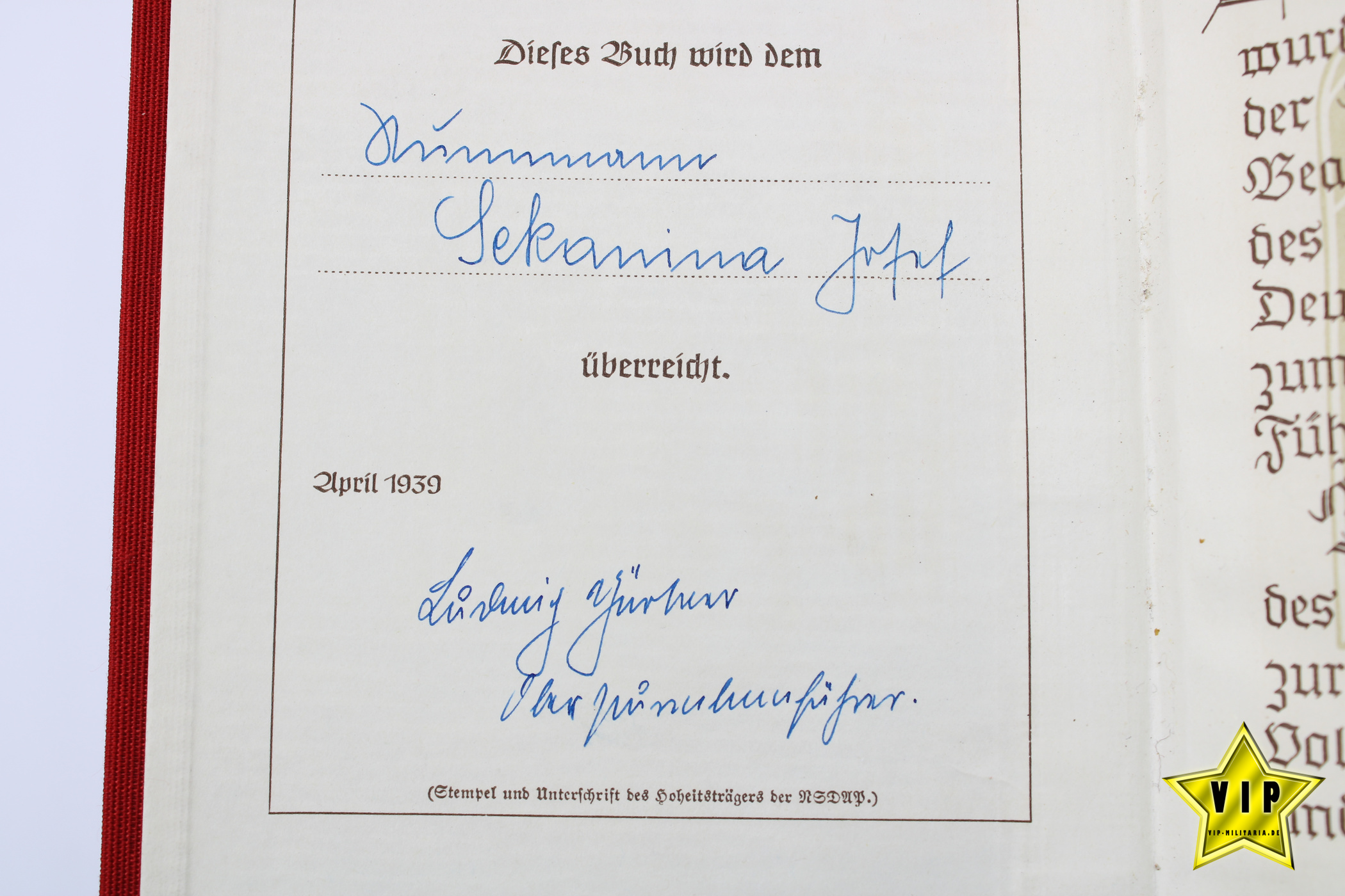 Mein Kampf 1939 Beamtenausgabe mit dem seltenen Schutzumschlag