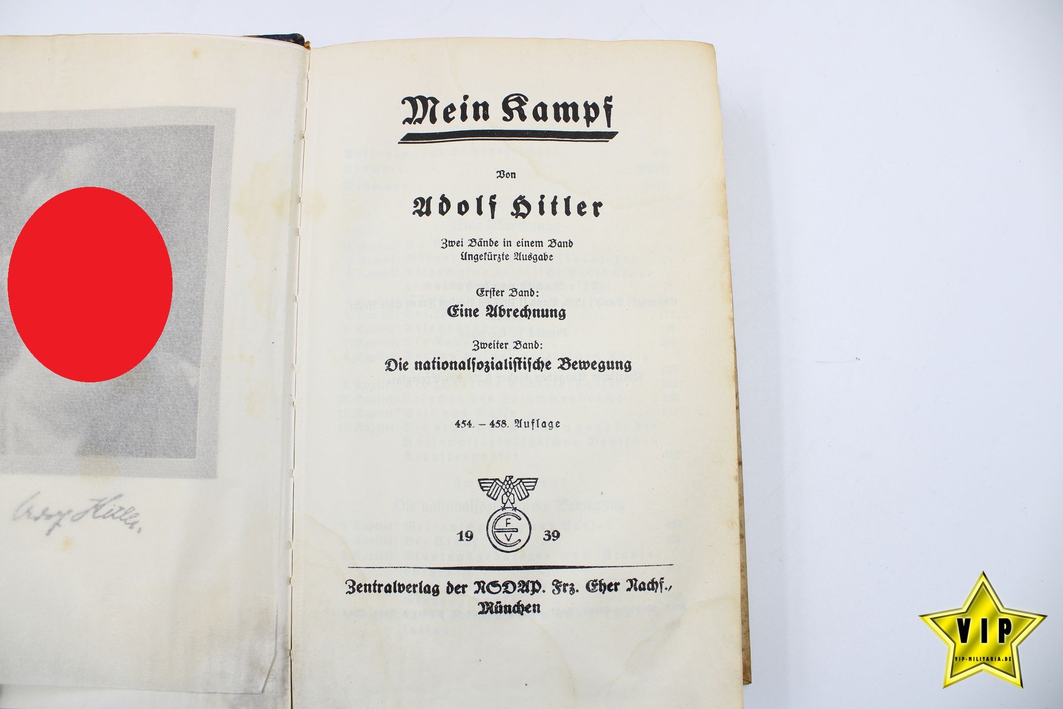 Mein Kampf 1939 Hochzeitsausgabe mit Widmung der Stadt Schlangen 