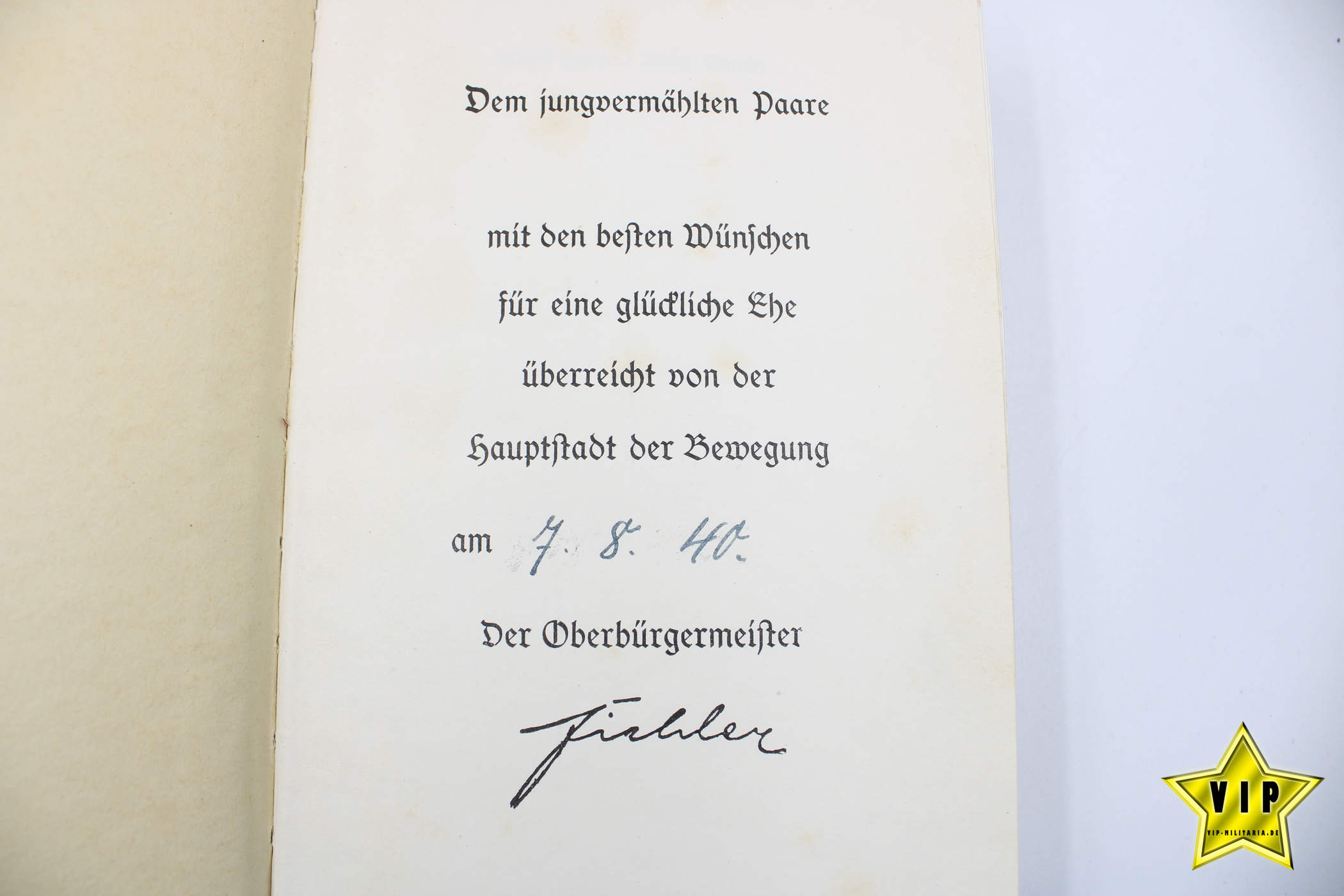 Mein Kampf 1939 Hochzeitsausgabe mit Stadtwappen München im Schuber 