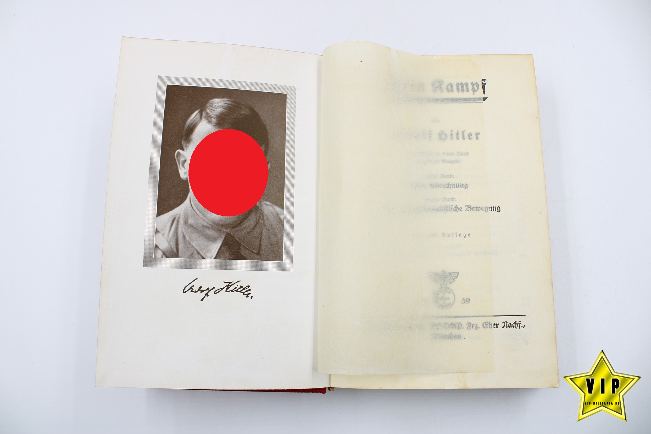 Mein Kampf 1939 Beamtenausgabe mit Unterschrift Ortsgruppenleiter