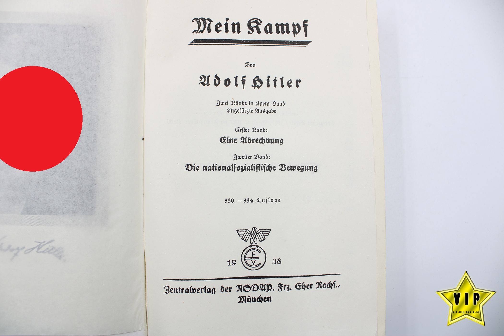 Mein Kampf 1938 Hochzeitsausgabe mit Widmung aus Mistendorf mit Goldschnitt