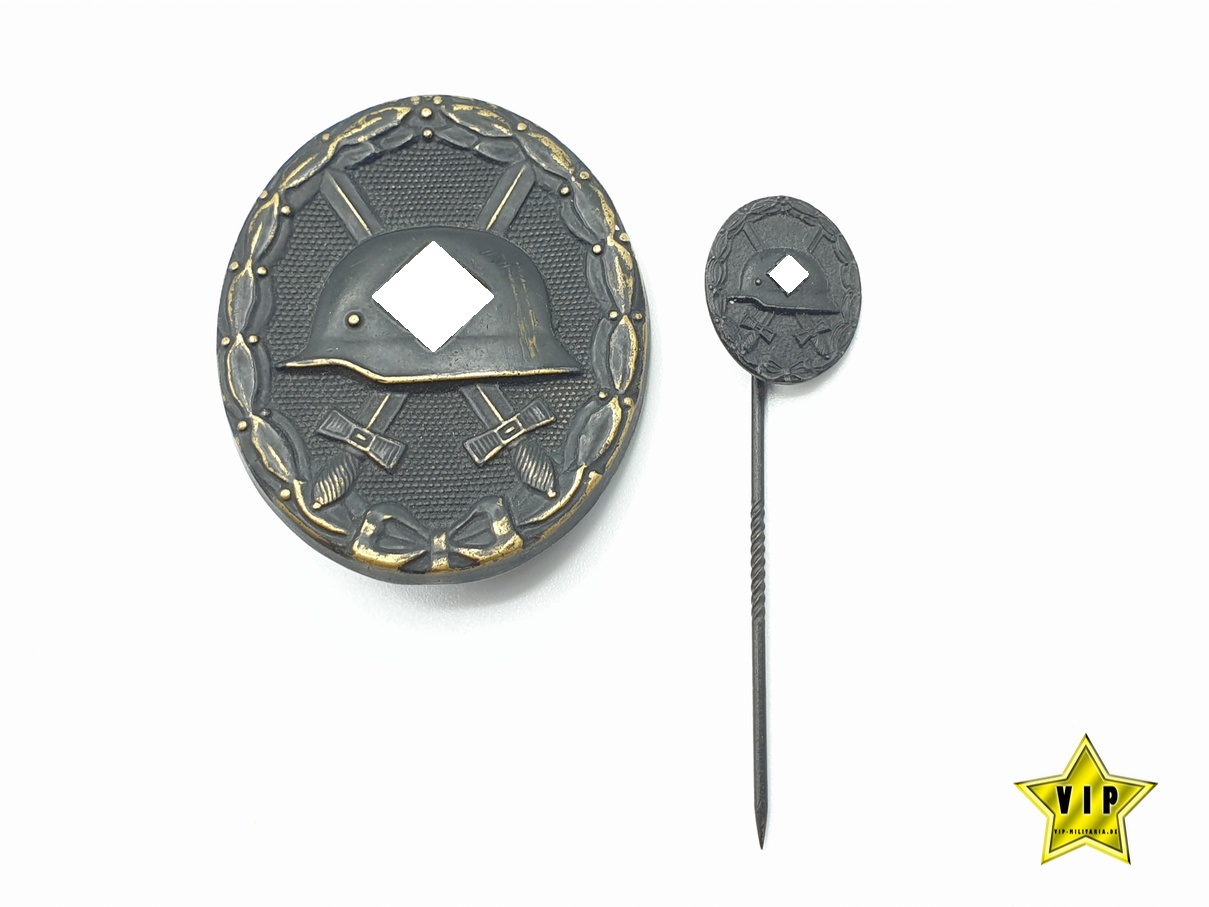 Verwundetenabzeichen in Schwarz Hersteller L/11 + Miniatur Verwundetenabzeichen in Schwarz Hersteller L/11 + Miniatur