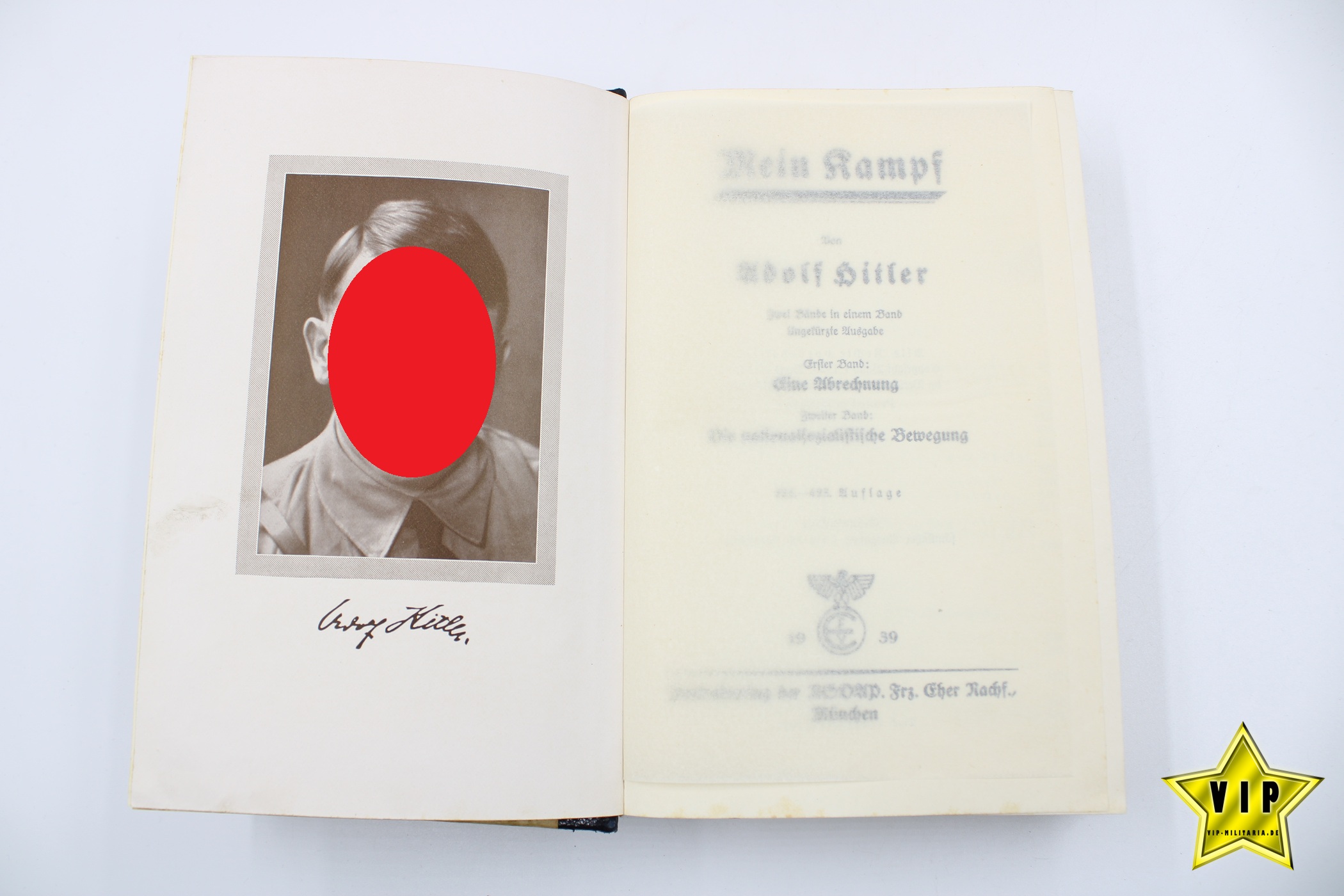 Meim Kampf 1939 Hochzeitsausgabe mit Stadtwappen aus Trier im Schuber mit Widmung und Schuber