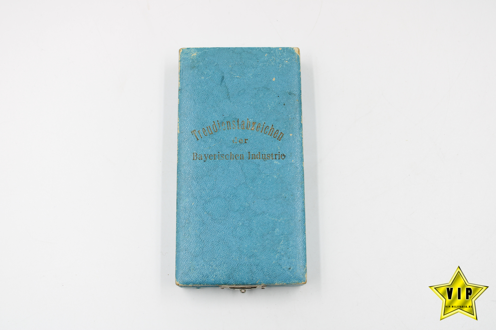 Treudienstabzeichen der Bayerischen Industrie im Etui mit Miniatur in Silber