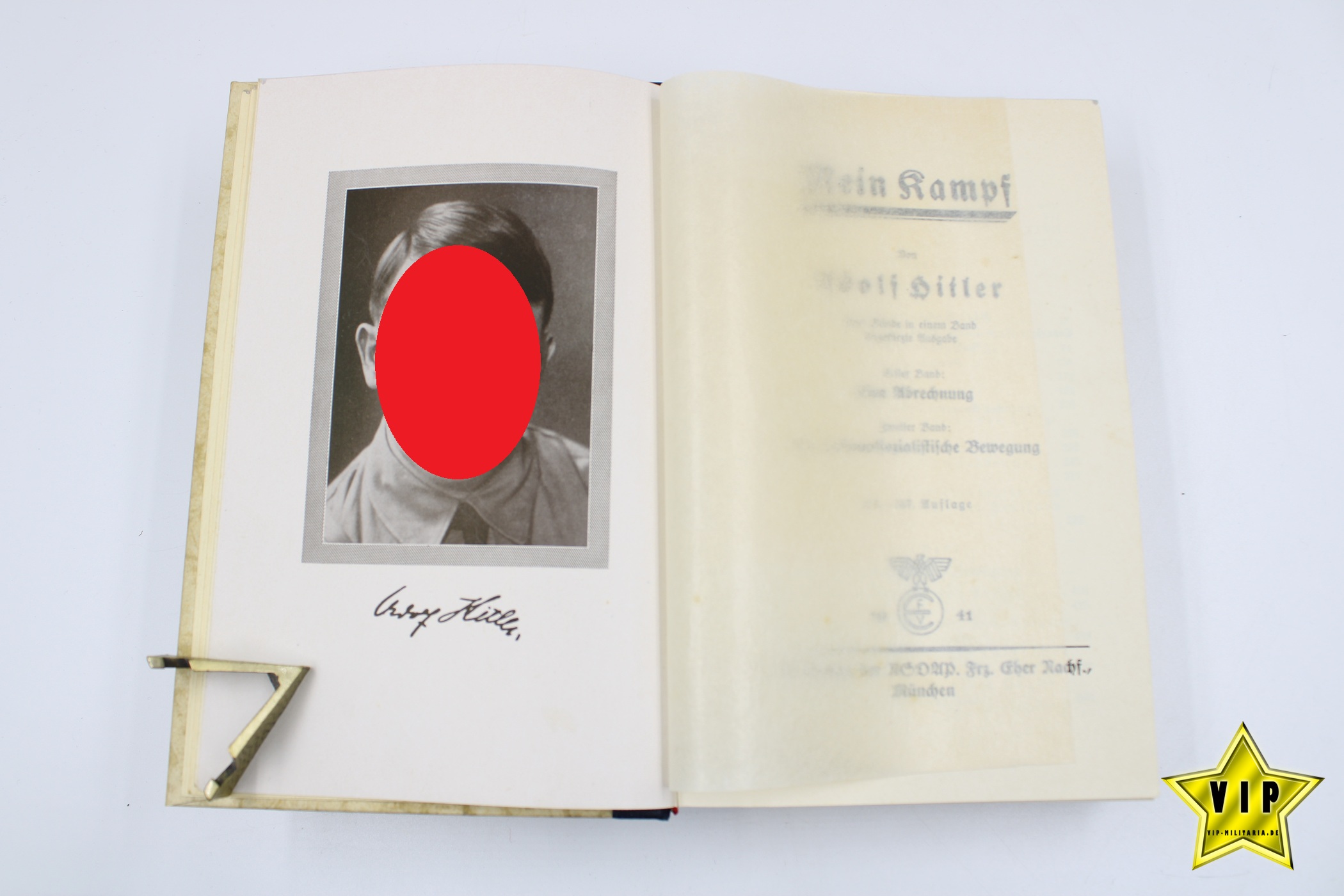 Meim Kampf 1941 Hochzeitsausgabe mit Stadtwappen und Widmung aus Düsseldorf im Schuber