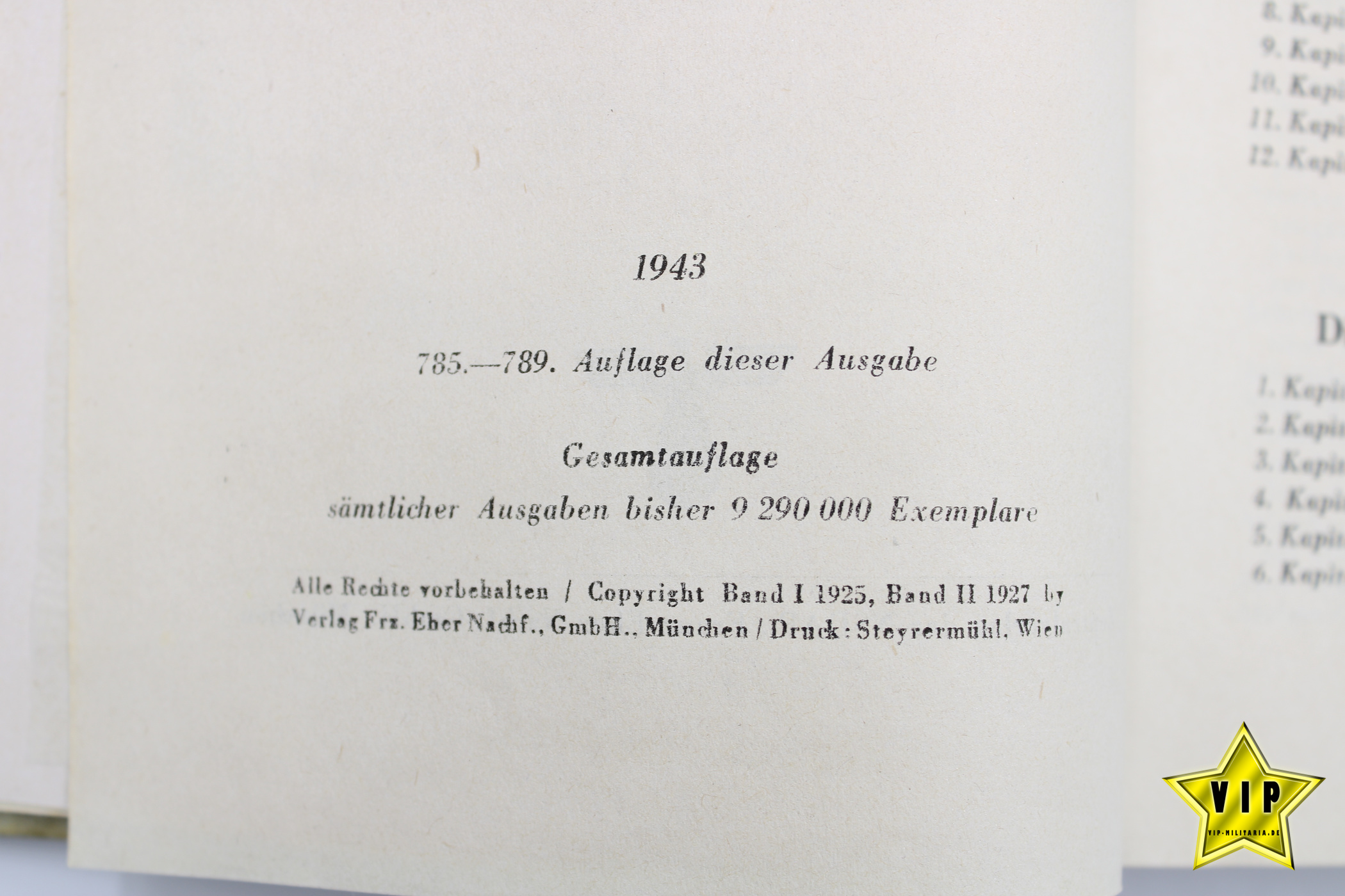 Mein Kampf 1943 mit blanko Widmungsseite in Lateinschrift