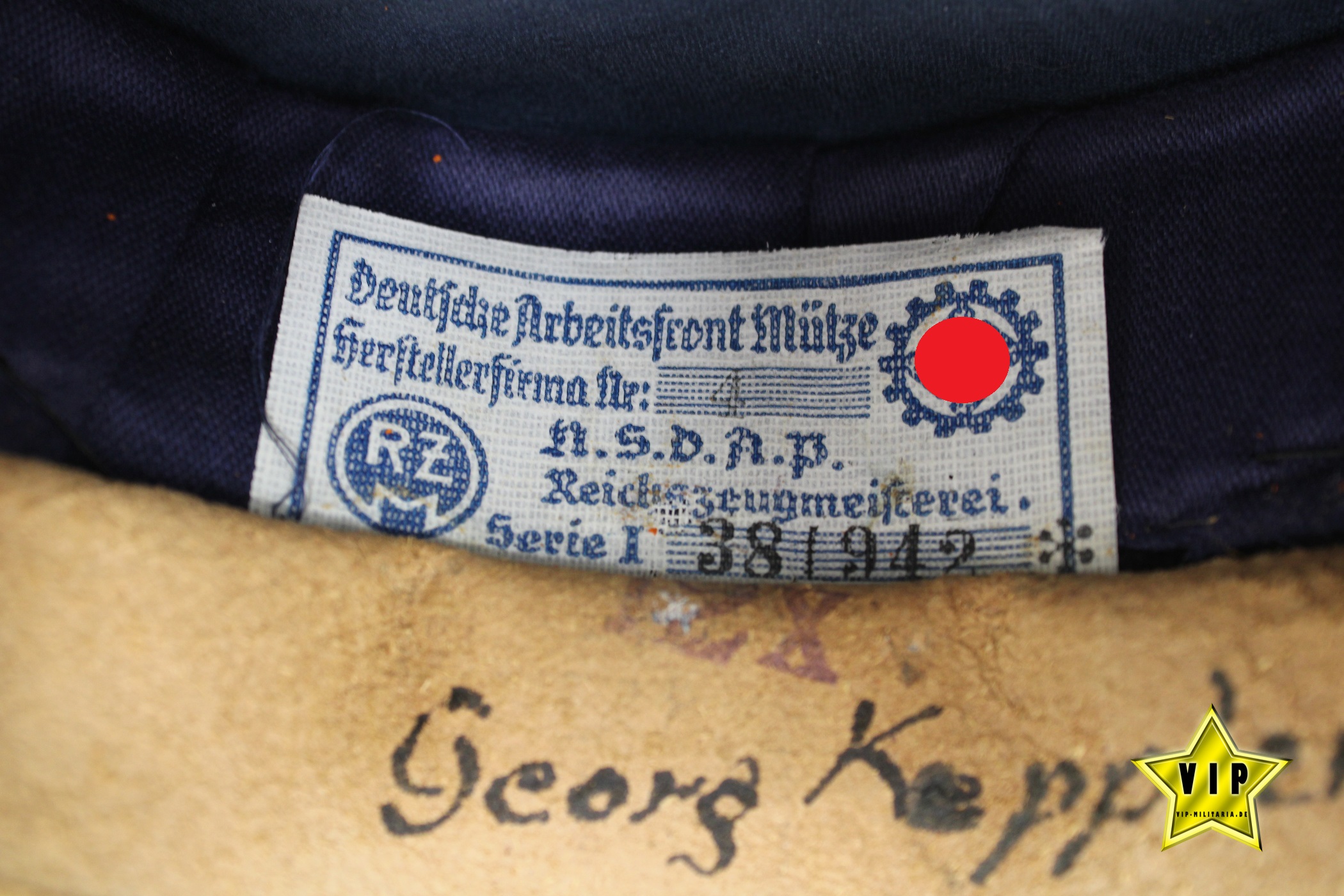 Schirmmütze DAF Deutsche Arbeitsfront mit RZM Etikett