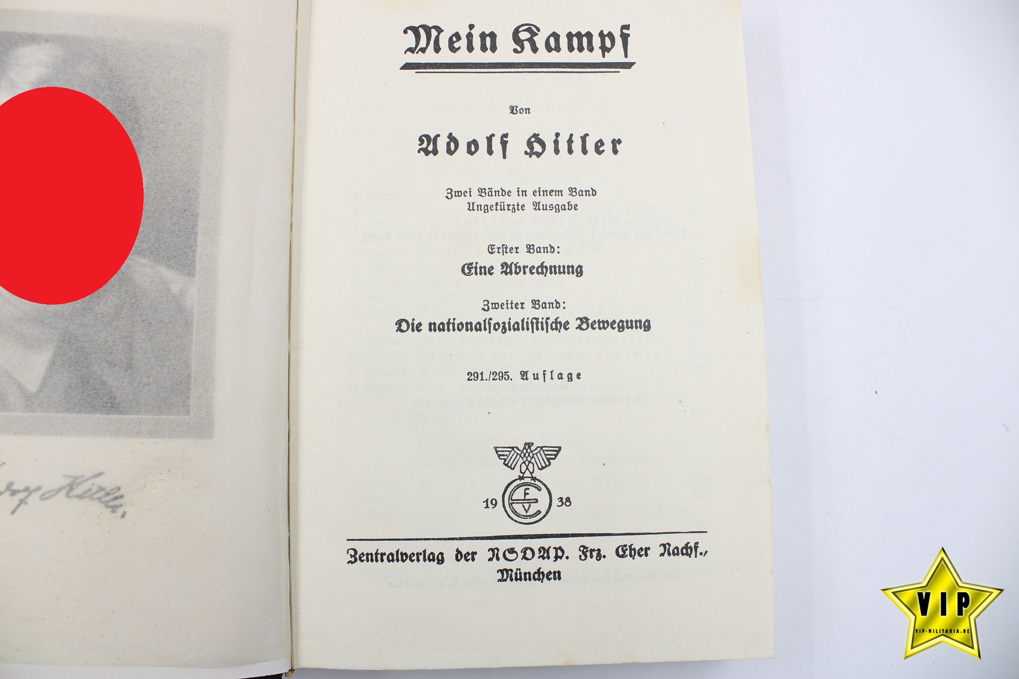 Mein Kampf 1938 Hochzeitsausgabe mit Wimdung aus Hannover