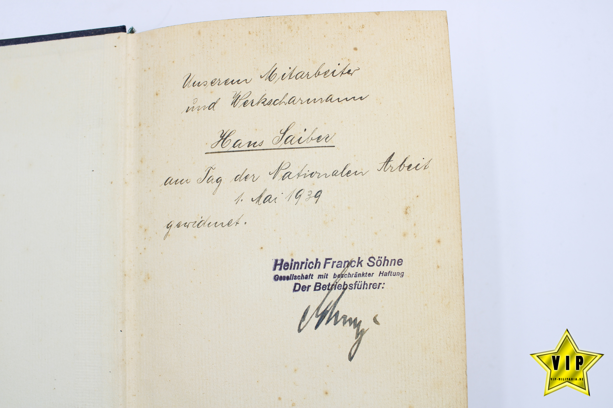 Mein Kampf 1939 Volksausgabe mit Widmung